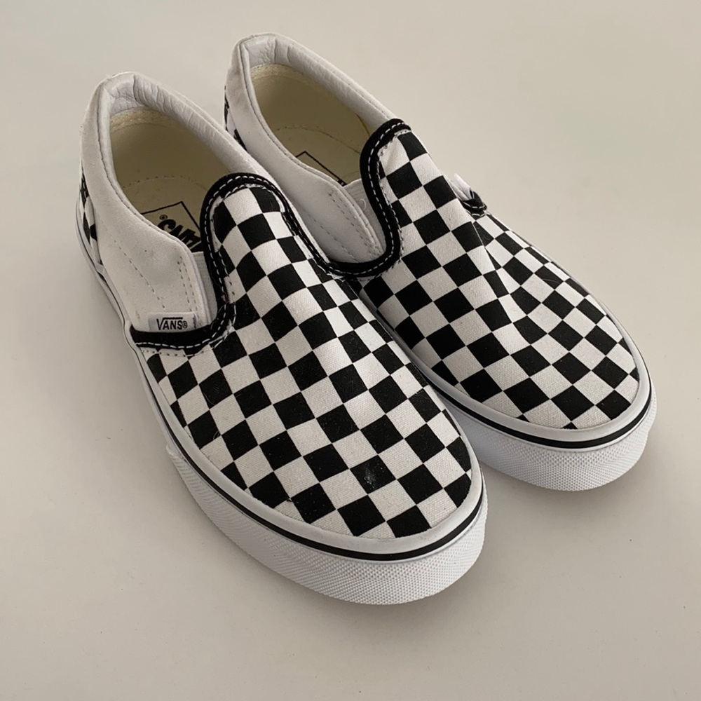 ✨Never worn ✨Kid low top slipin checkerboard vans